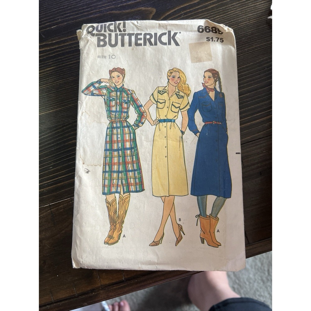 Vtg Collectible Quick Butterick Pattern 6689 Size 10 From 1970s Sewing